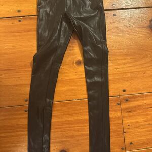 SPANX Womens Size XS Black Faux Leather High Rise Shaping Cropped Ankle Leggings